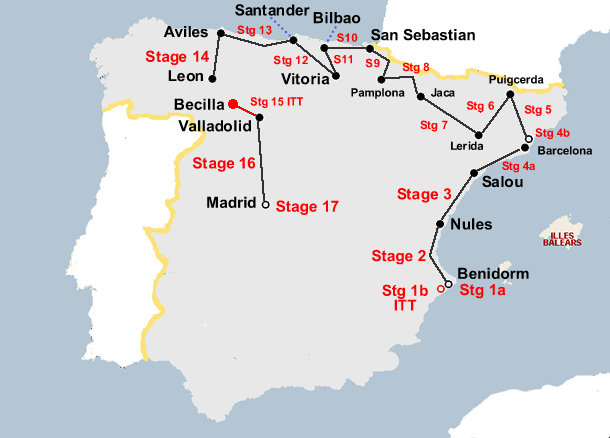 Vuelta a Espana 1964 Map